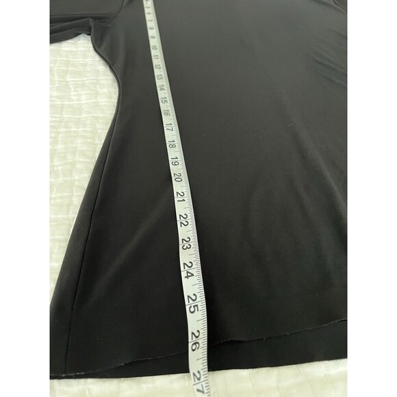 Norman Kamali Black Short Sleeve Mock Neck Blouse Sz XL EUC - Picture 6 of 8